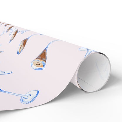 Gift Wrap | Pale Pink Blush Watercolor Espresso Martini Tossed Pattern | Matte or Glossy