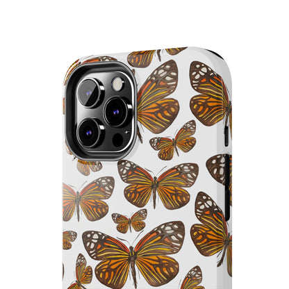 Black & Orange Butterfly Watercolor Illustrated Tossed Pattern Tough Phone Case | Various Models