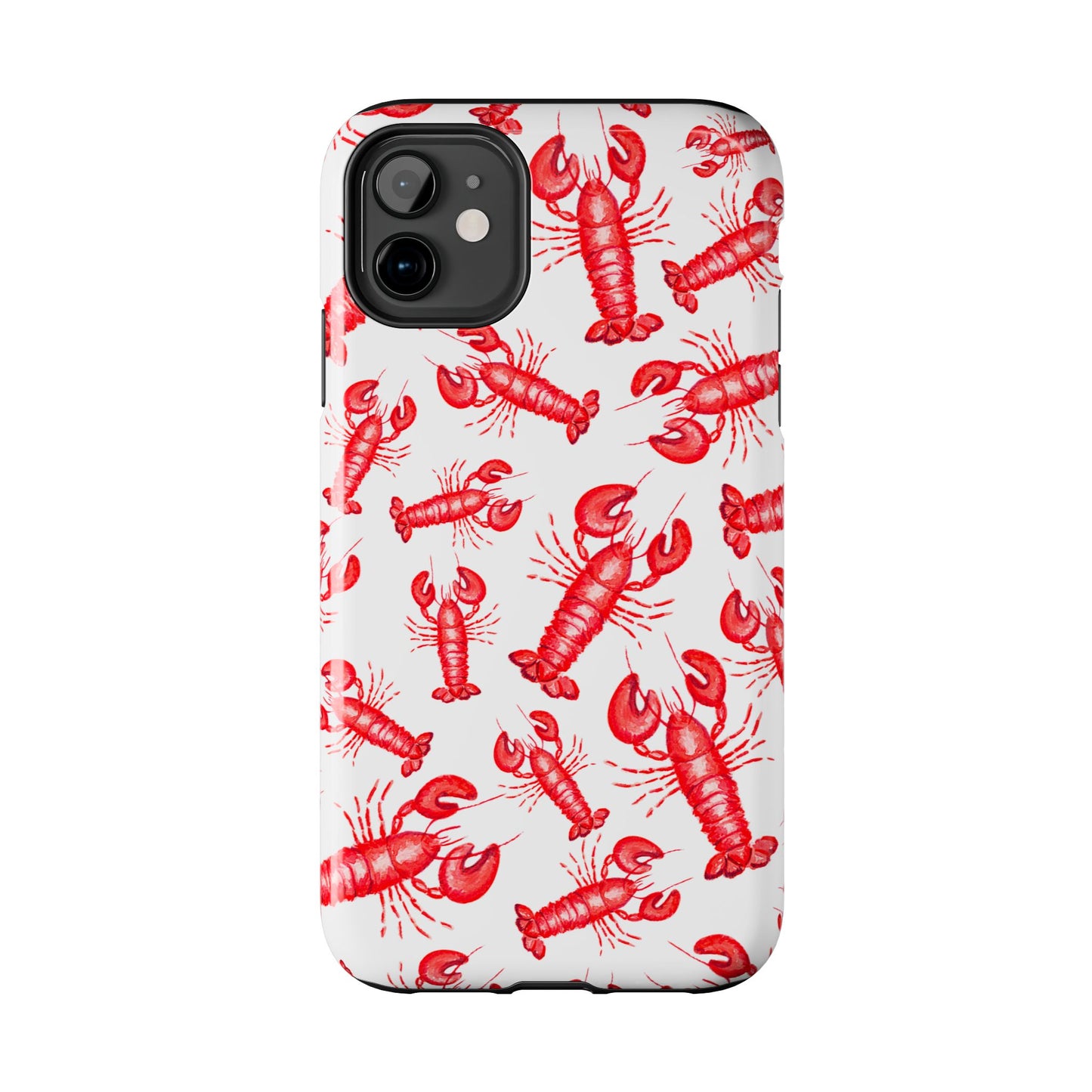 Watercolor Red Lobster Coastal Illustrated Patterned Tough Phone Case | Various Models