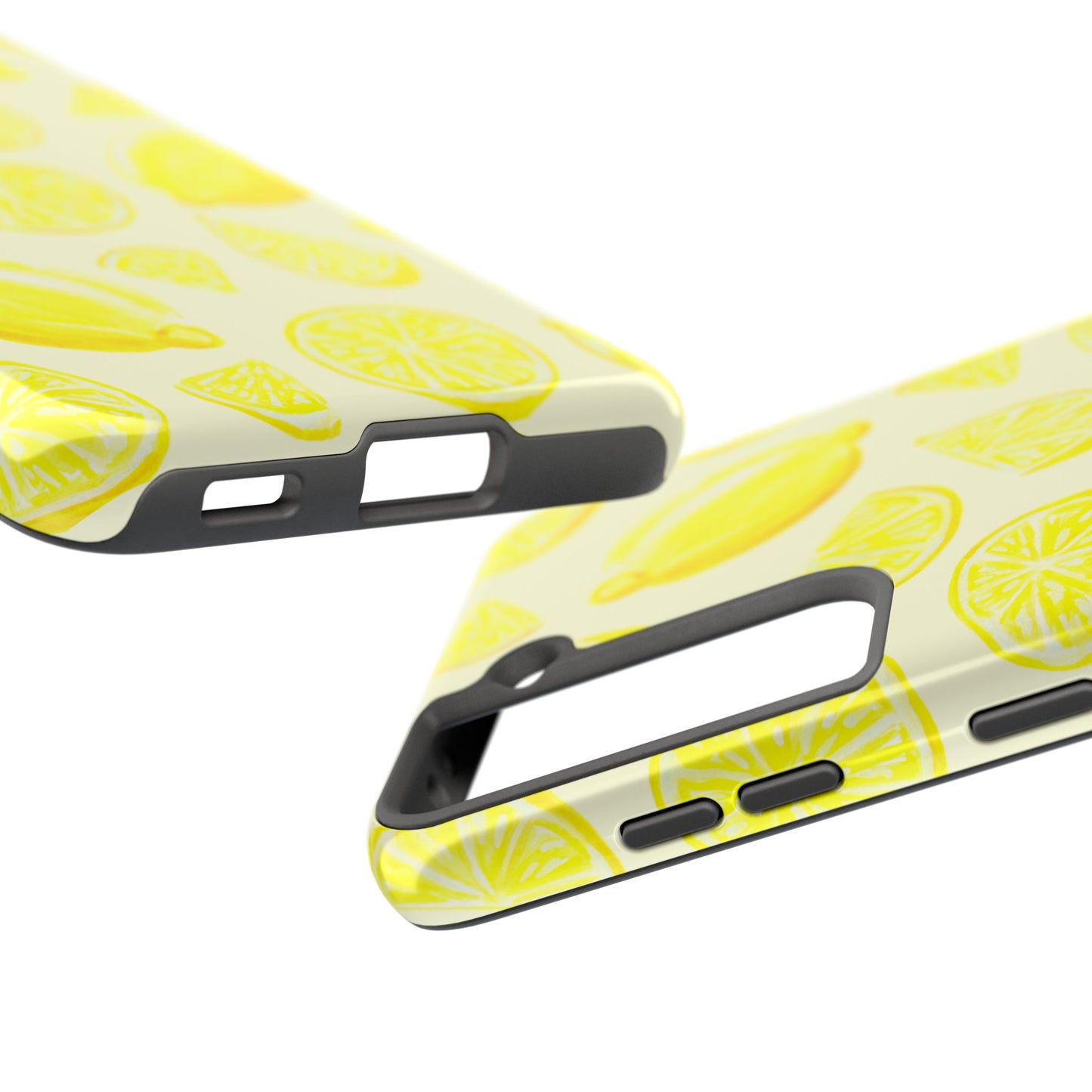 Bright Yellow Lemons Watercolor Illustrated Tossed Pattern Pale Yellow Tough Phone Case | Various Models