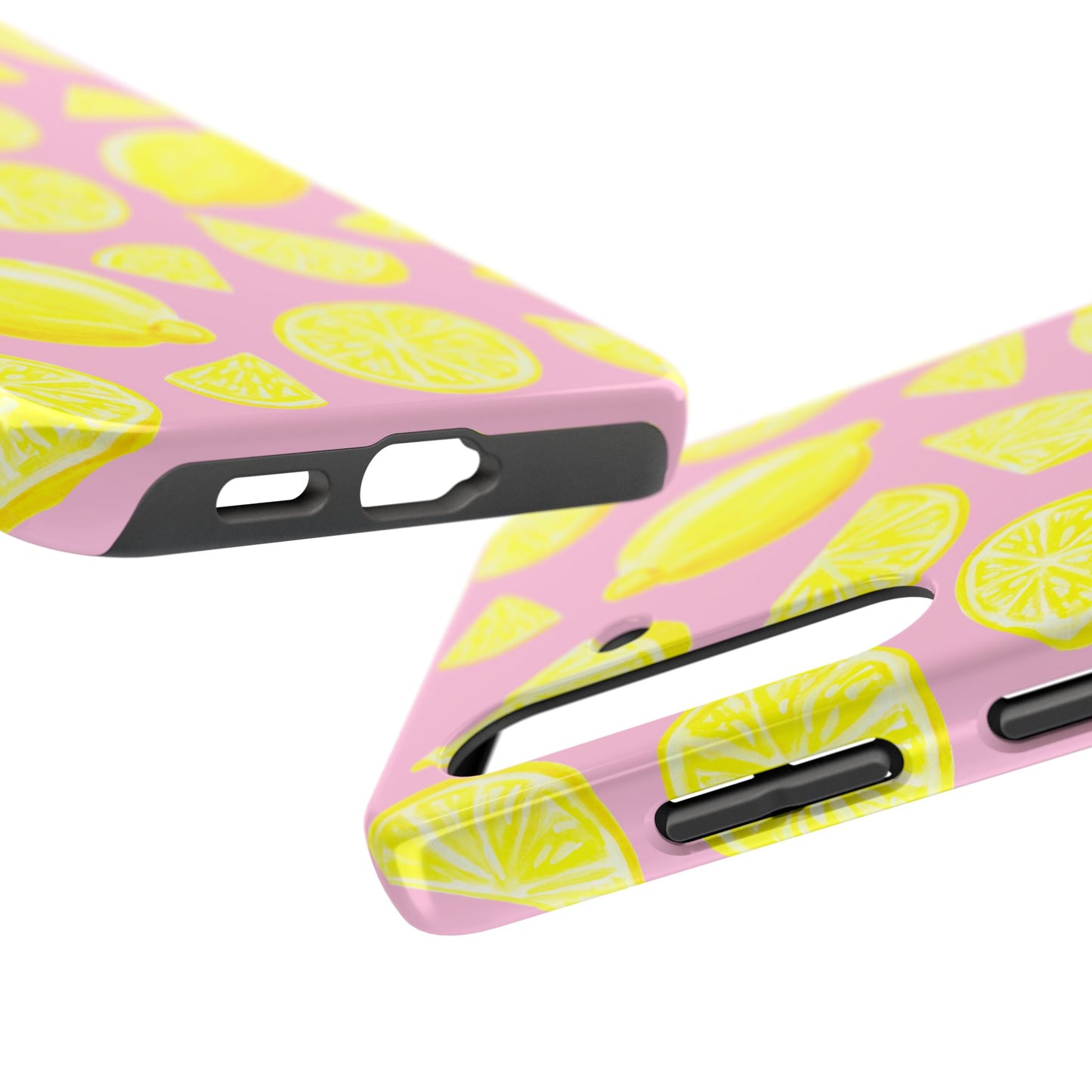 Bright Yellow Lemons Watercolor Illustrated Tossed Pattern Light Pink Tough Phone Case | Various Models