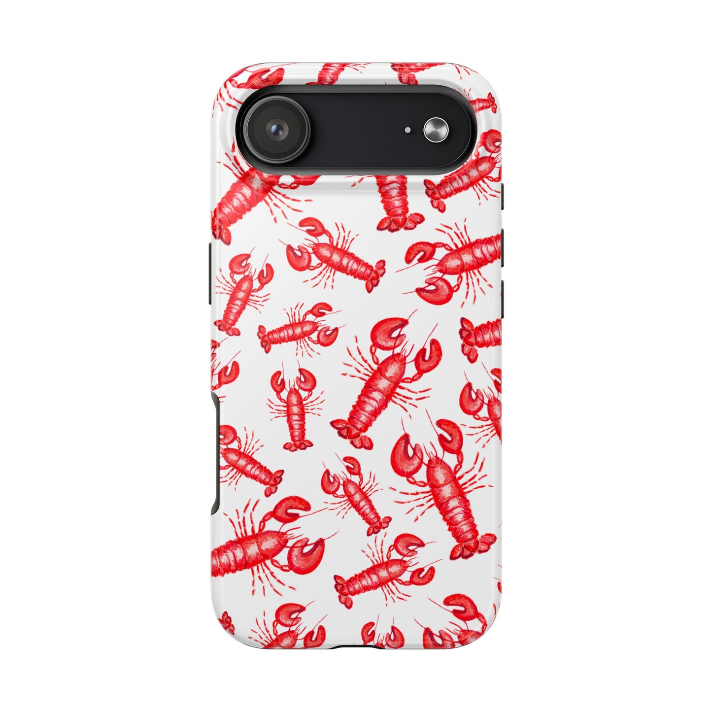Watercolor Red Lobster Coastal Illustrated Patterned Tough Phone Case | Various Models