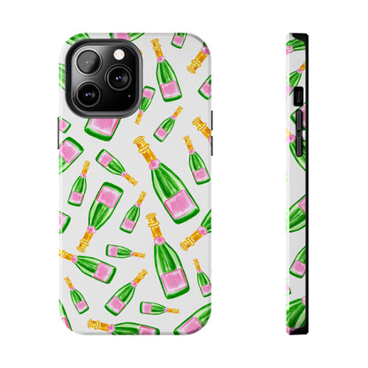Copy of Tossed Pink and Green Watercolor Illustrated Champagne Bottles Pattern Tough Phone Case | Various Models