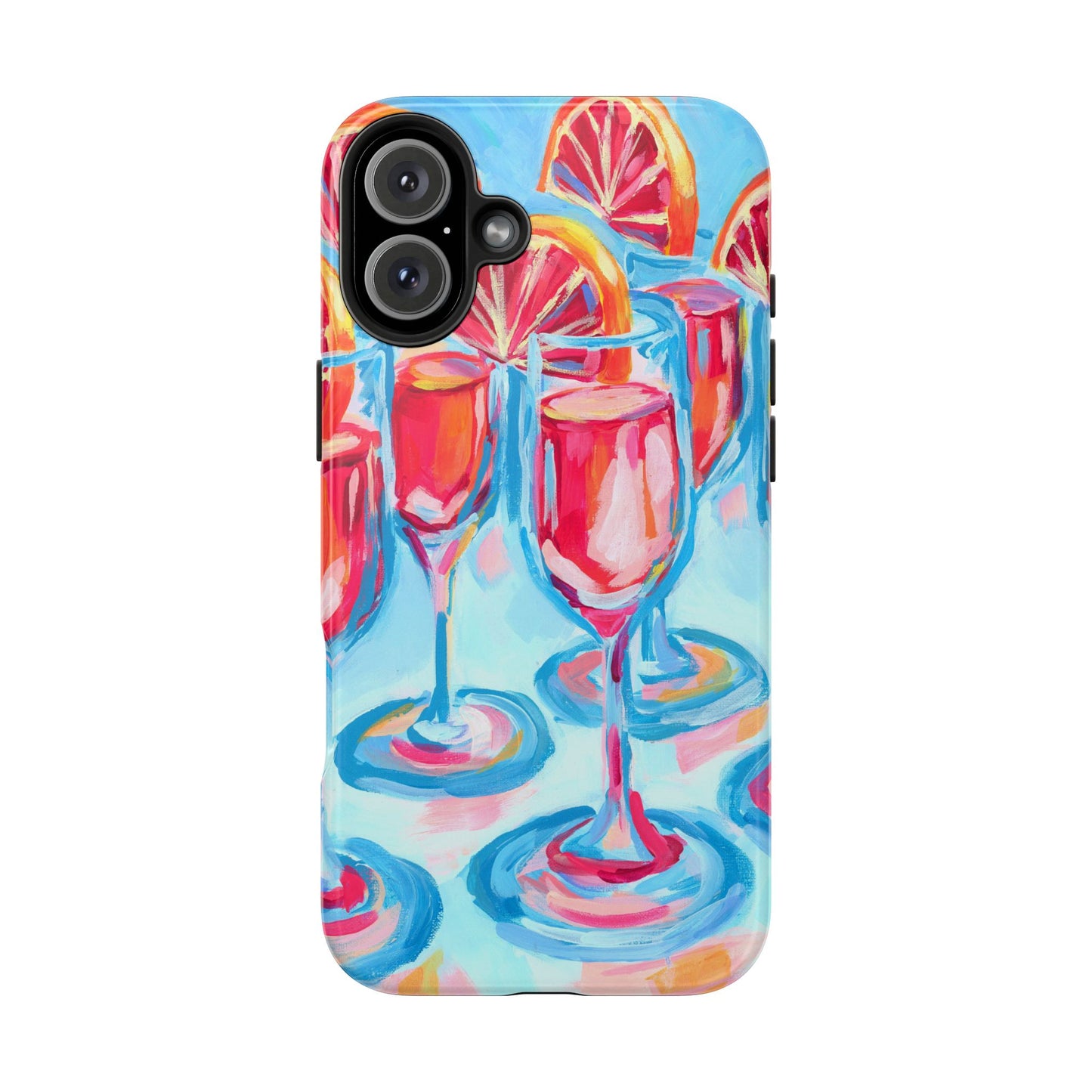 Pink Blood Orange Mimosas Blue Champagne Flute Acrylic Tough Phone Case | Various Models Available