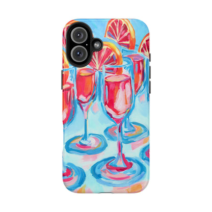 Pink Blood Orange Mimosas Blue Champagne Flute Acrylic Tough Phone Case | Various Models Available