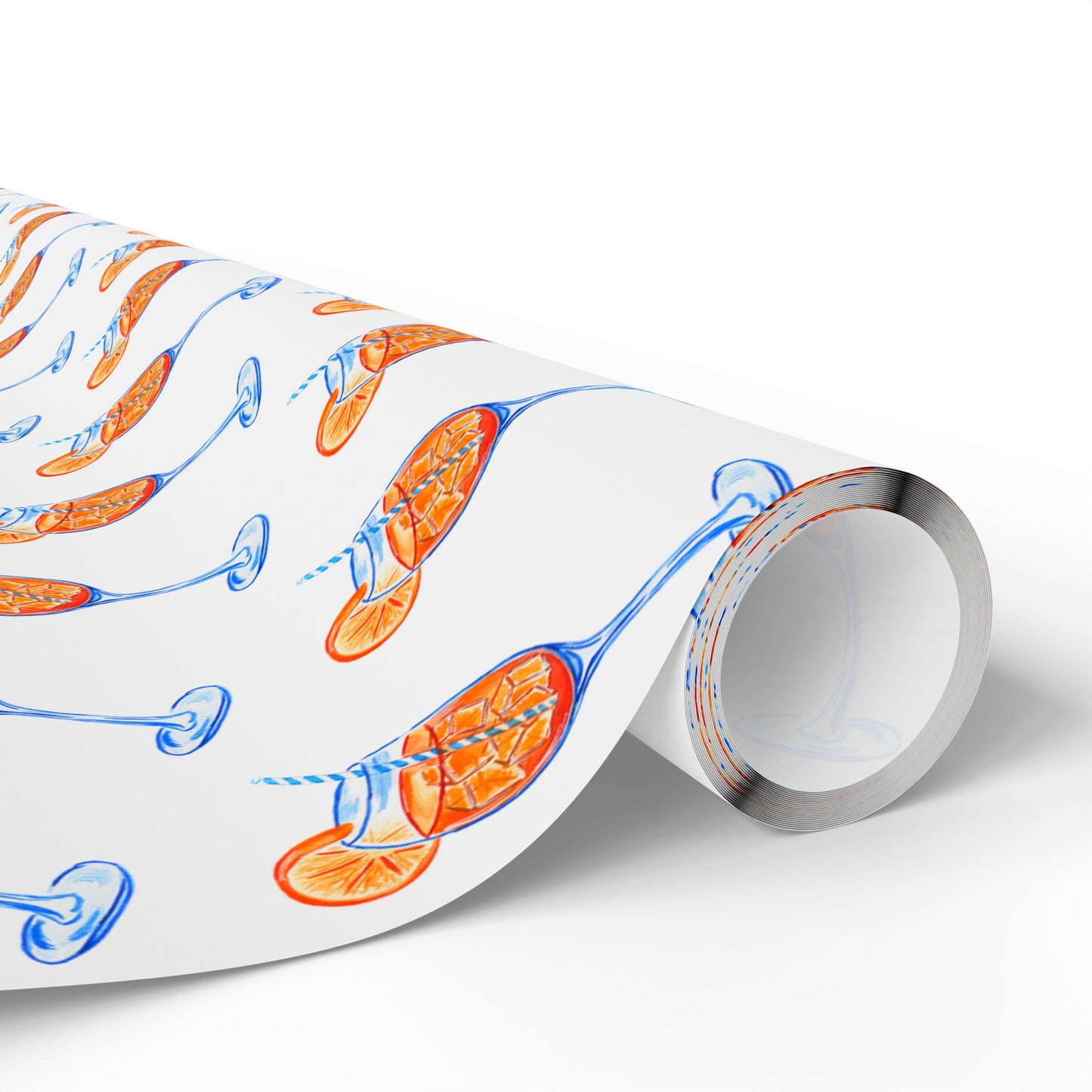 Aperol Spritz Gift Wrap Watercolor Illustrated | Matte or Glossy