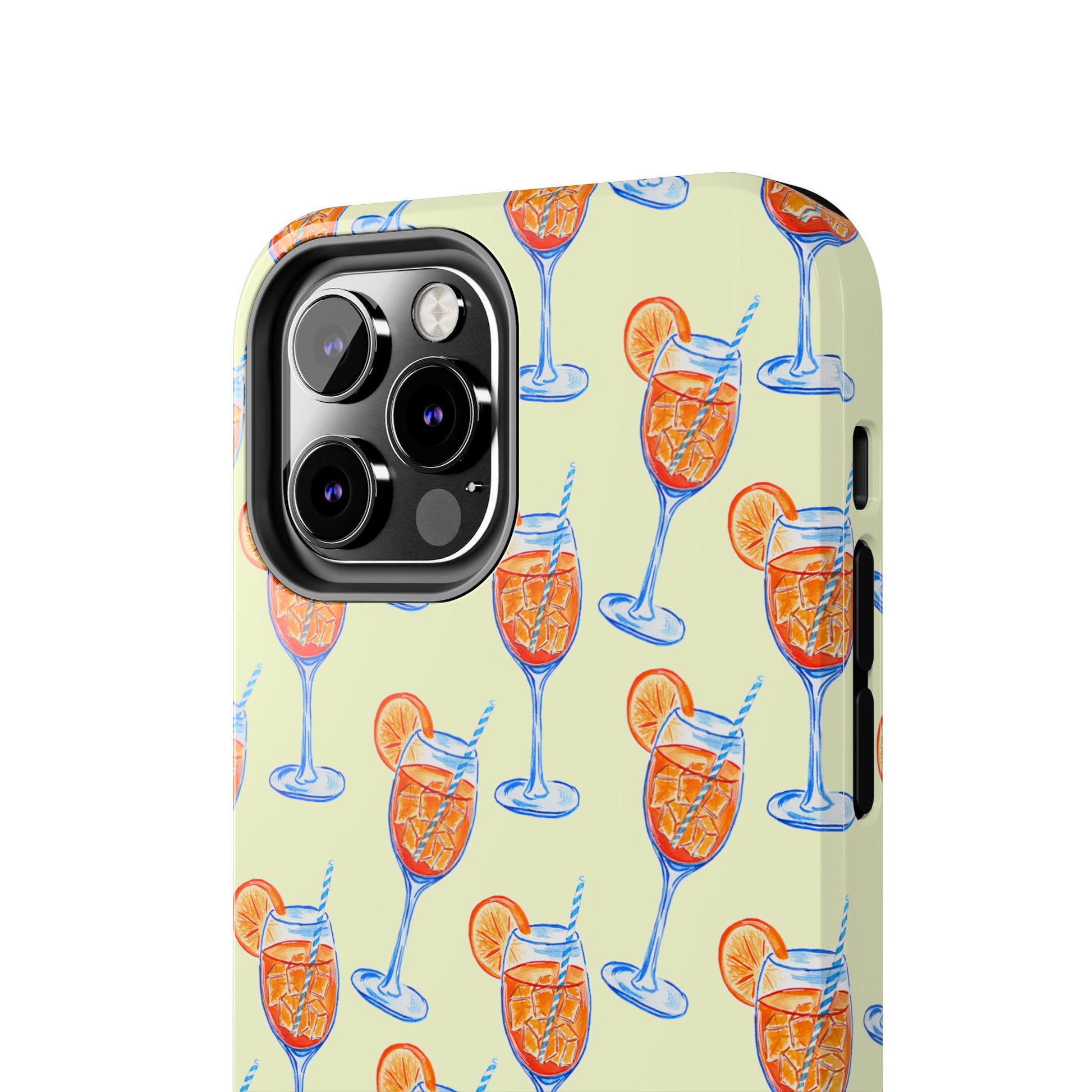 Lemon Yellow Orange & Blue Aperol Spritz Watercolor Patterned Tough Phone Case | Various Models