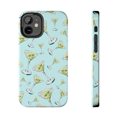 Watercolor Blue and Green Martinis Tossed Illustrated Pattern Turquoise Blue Tough Phone Case | Various Models