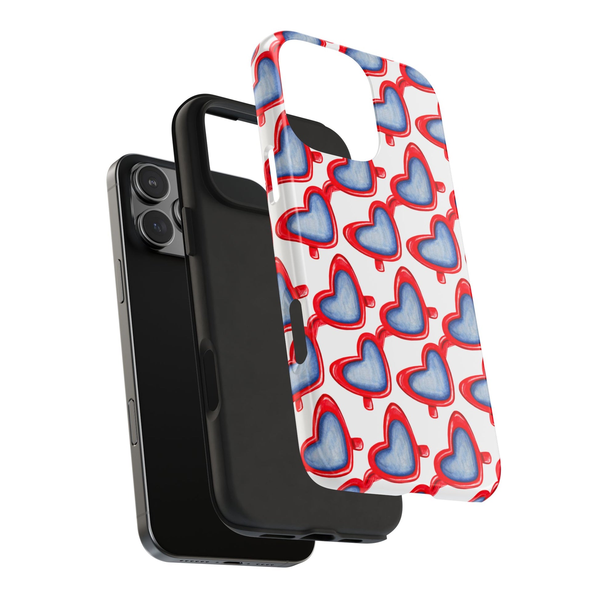 Red Heart Shaped Sunglasses Watercolor Illustrated Tough Phone Case | Various Models