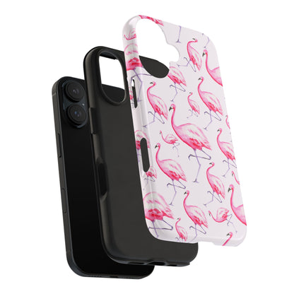 Pink Flamingos Watercolor Illustrated Tossed Pattern Blush Phone Case | Various Models