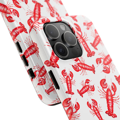Watercolor Red Lobster Coastal Illustrated Patterned Tough Phone Case | Various Models