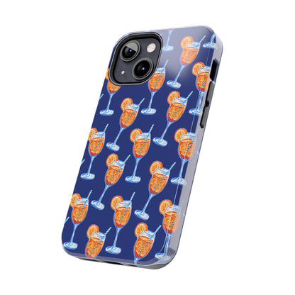 Orange & Blue Aperol Spritz Watercolor Pattern Navy Tough Case | Various Models