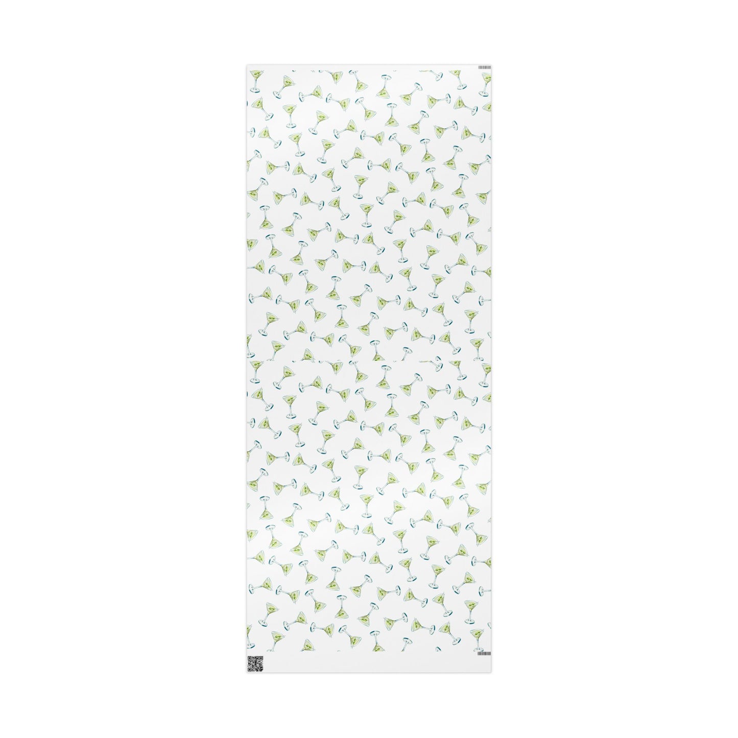 Gift Wrap | Martini Watercolor Illustrated Tossed Pattern | Matte or Glossy 30" x 72" Glossy