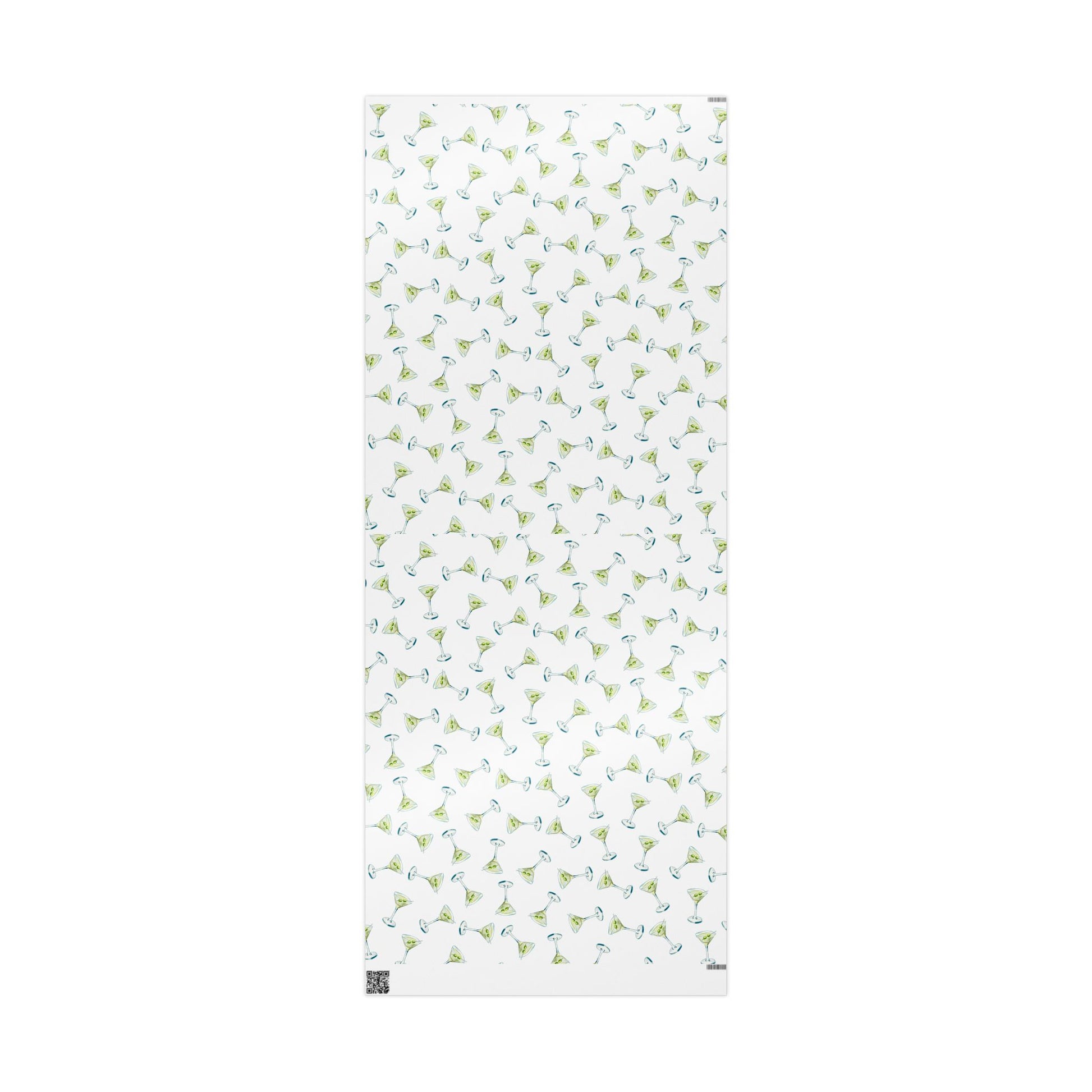 Gift Wrap | Martini Watercolor Illustrated Tossed Pattern | Matte or Glossy 30" x 72" Glossy