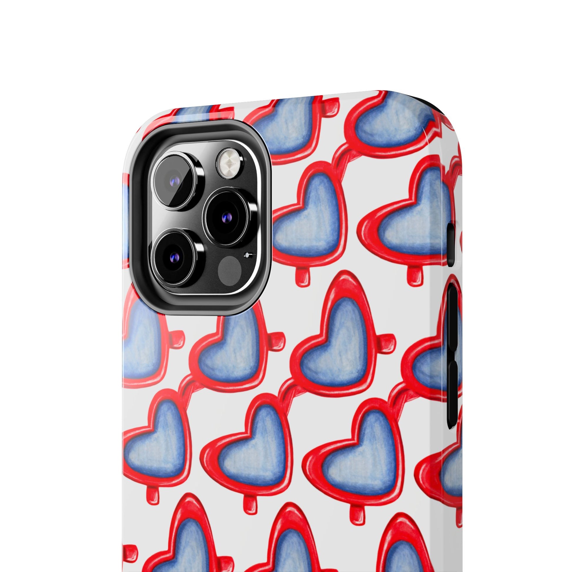 Red Heart Shaped Sunglasses Watercolor Illustrated Tough Phone Case | Various Models
