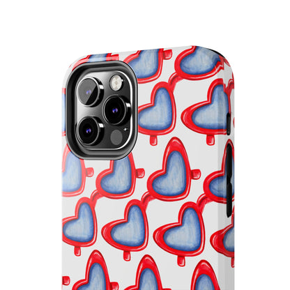Red Heart Shaped Sunglasses Watercolor Illustrated Tough Phone Case | Various Models
