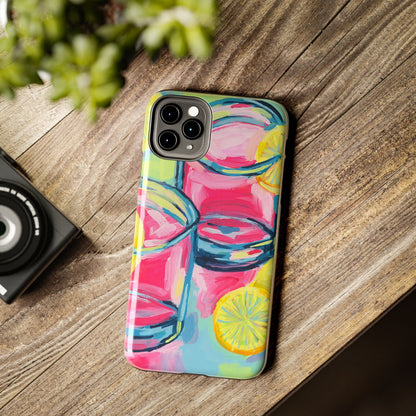 Pink Lemonade Abstract Acrylic Cocktails Tough Phone Case | Various Models Available