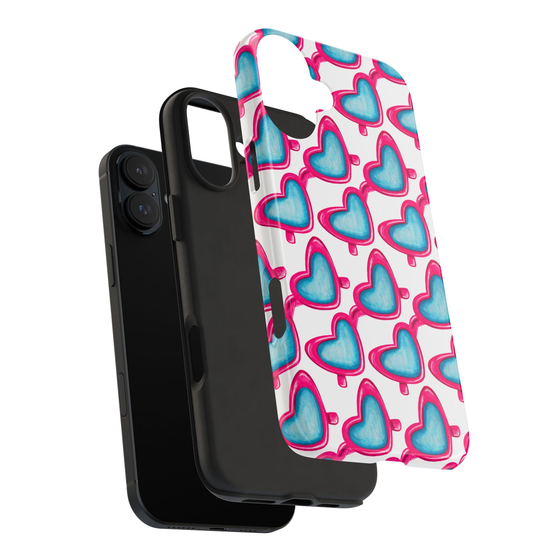 Pink Heart Shaped Sunglasses Watercolor Illustrated Tough Phone Case | Various Models