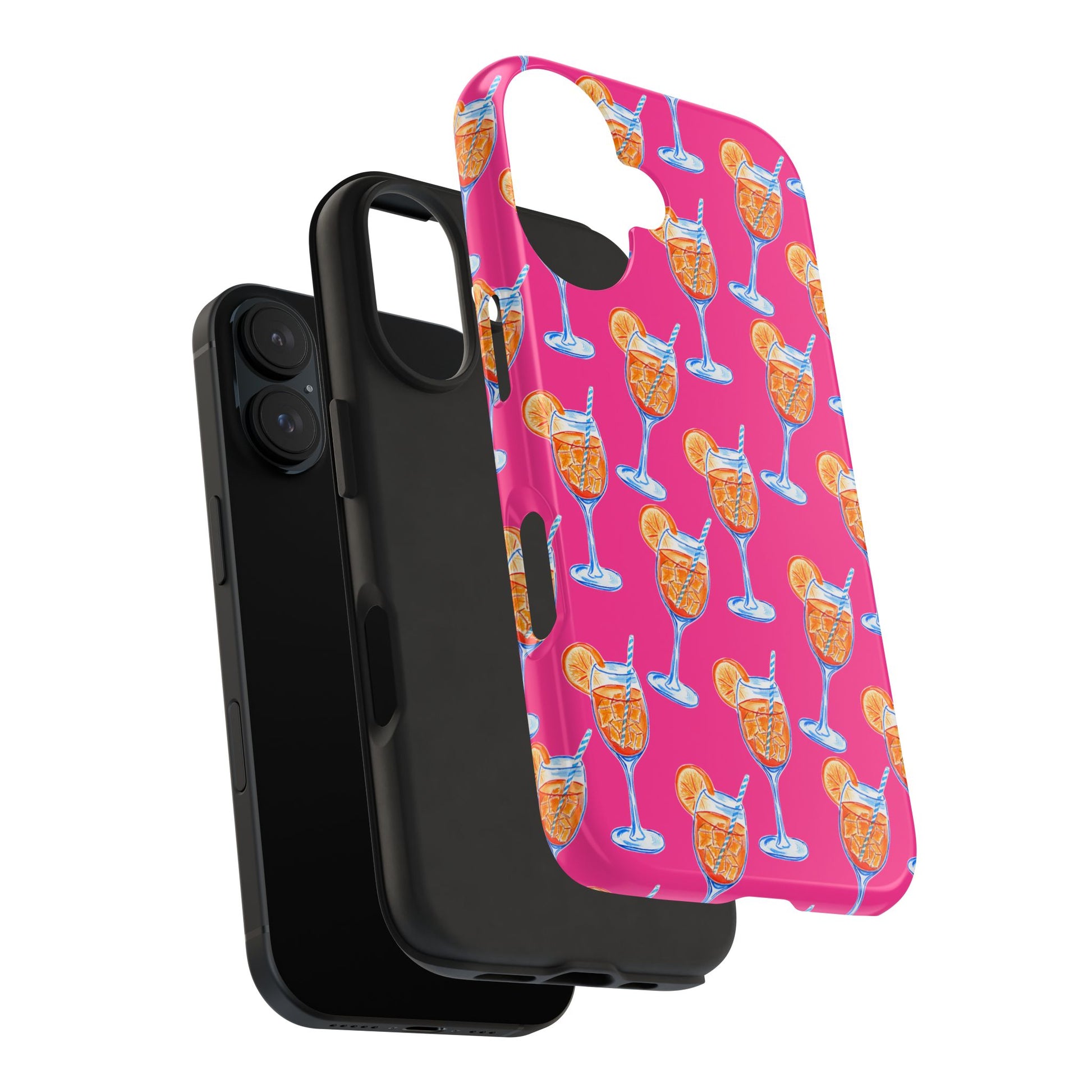 Orange & Blue Aperol Spritz Watercolor Pattern Hot Pink Phone Case | Various Models