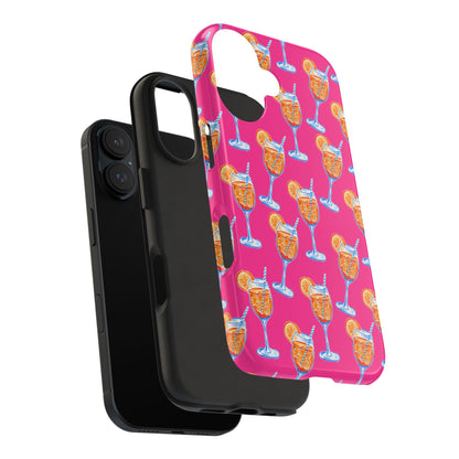 Orange & Blue Aperol Spritz Watercolor Pattern Hot Pink Phone Case | Various Models