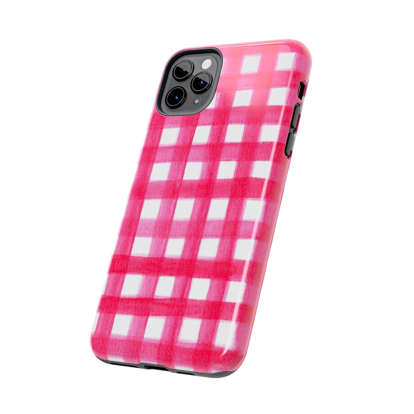 Hot Pink Gingham Watercolor Preppy Tough Phone Case | Various models