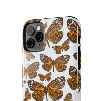 Black & Orange Butterfly Watercolor Illustrated Tossed Pattern Tough Phone Case | Various Models