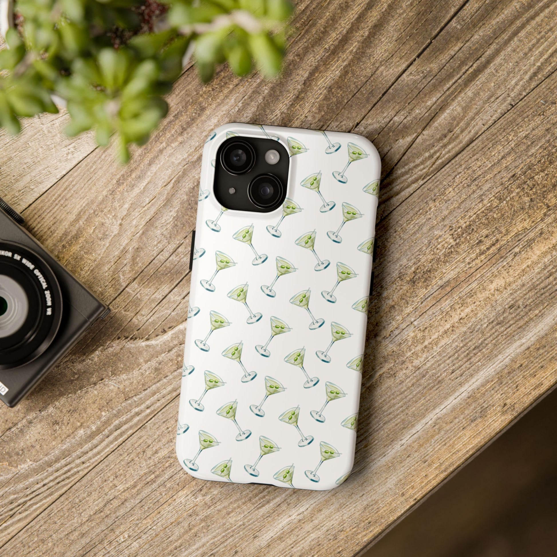 Martini Watercolor Illustrated Tossed Pattern Tough Phone Case | Various Models Available