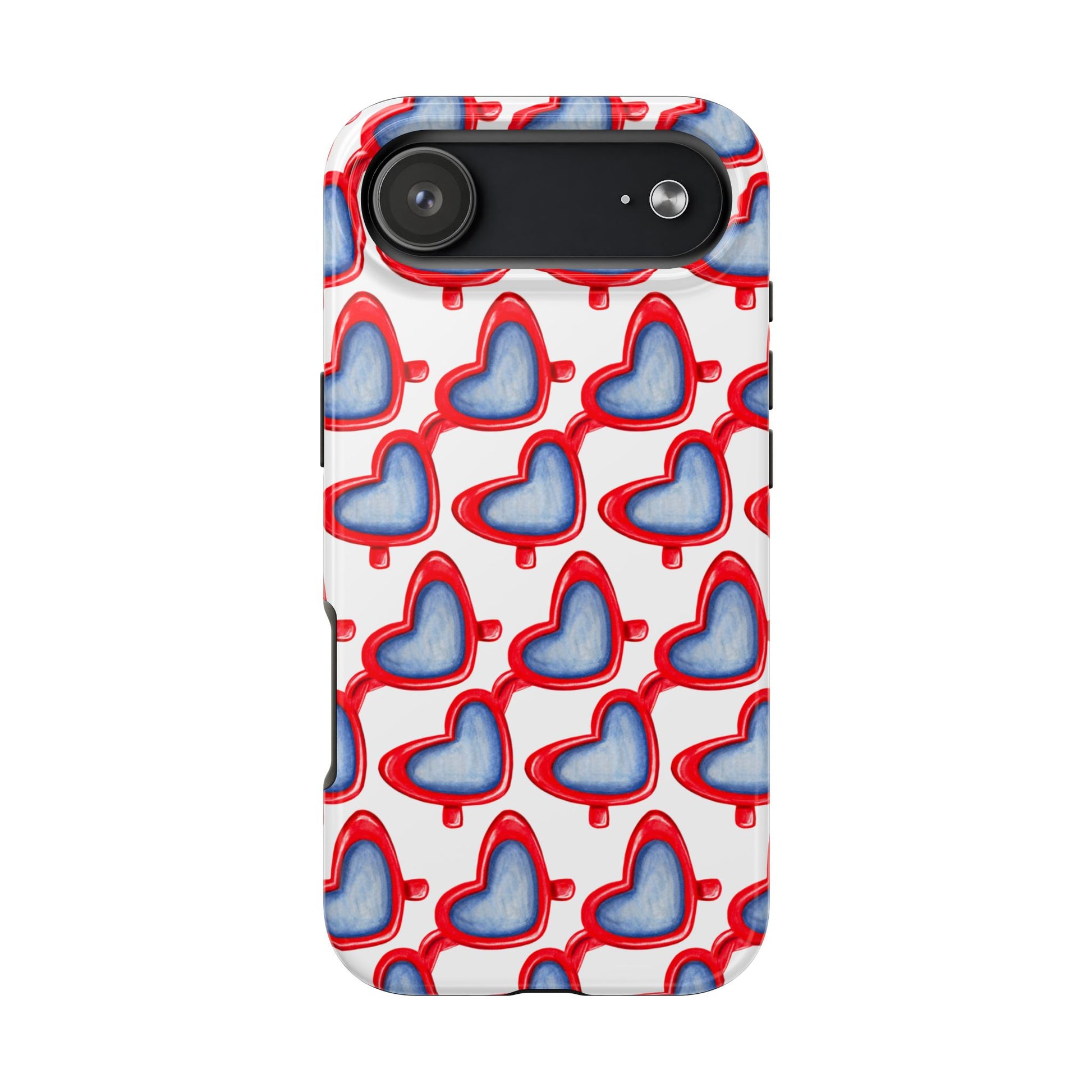 Red Heart Shaped Sunglasses Watercolor Illustrated Tough Phone Case | Various Models iPhone 17 Air