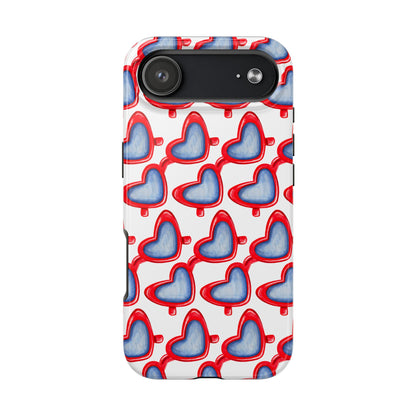 Red Heart Shaped Sunglasses Watercolor Illustrated Tough Phone Case | Various Models iPhone 17 Air
