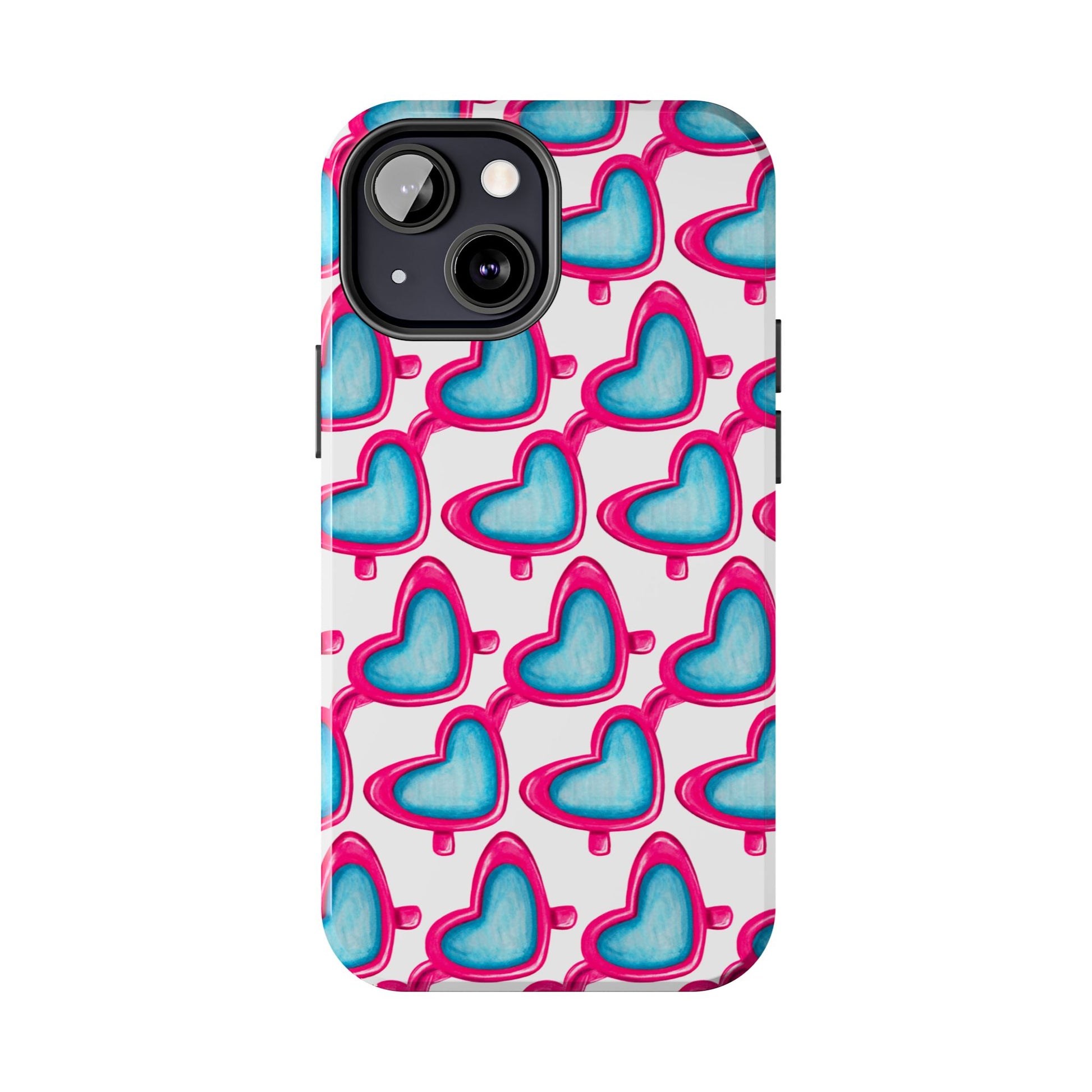 Pink Heart Shaped Sunglasses Watercolor Illustrated Tough Phone Case | Various Models