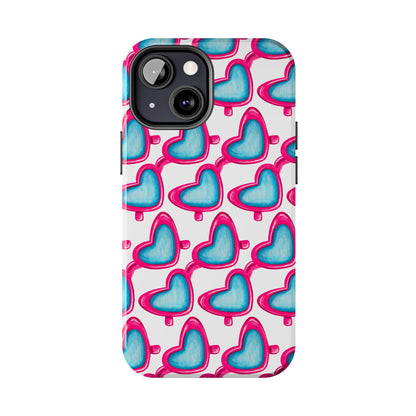 Pink Heart Shaped Sunglasses Watercolor Illustrated Tough Phone Case | Various Models