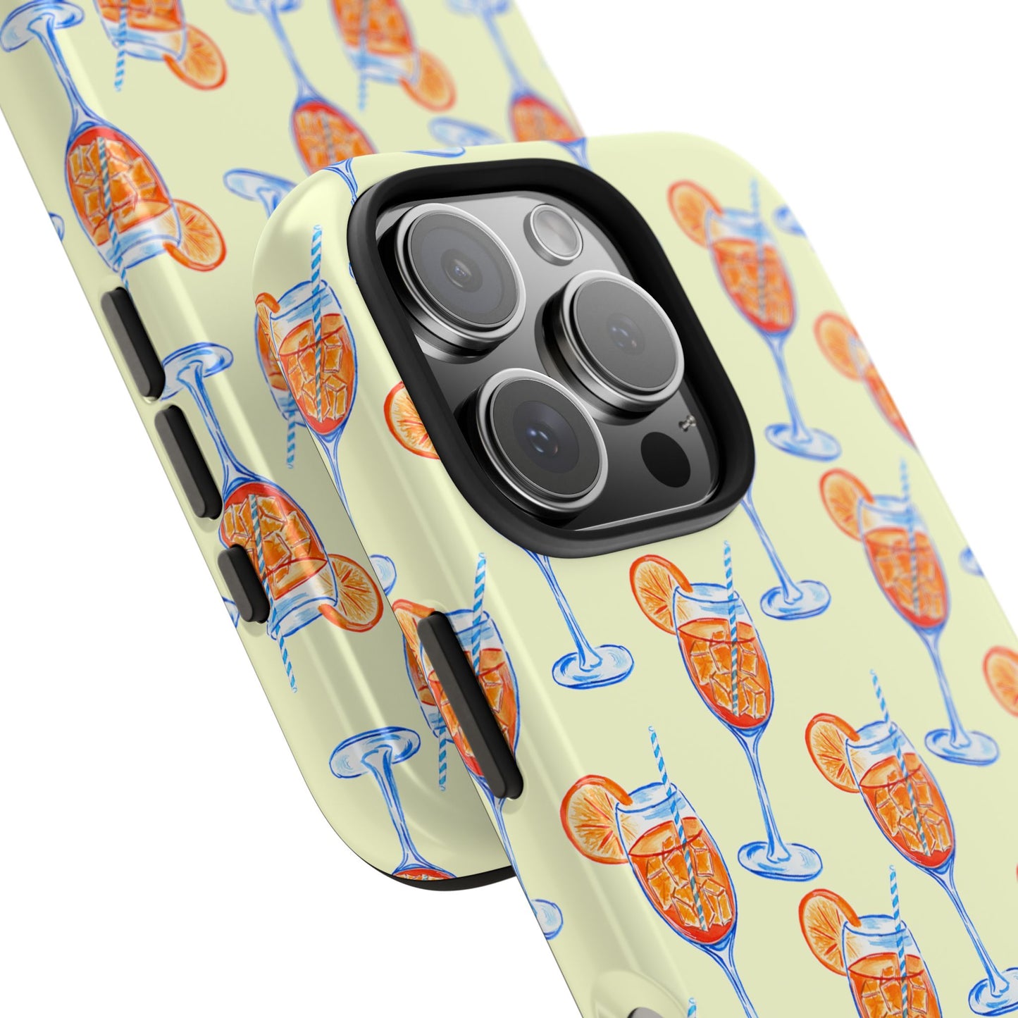 Lemon Yellow Orange & Blue Aperol Spritz Watercolor Patterned Tough Phone Case | Various Models