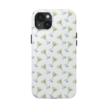 Martini Watercolor Illustrated Tossed Pattern Tough Phone Case | Various Models Available iPhone 15 Plus