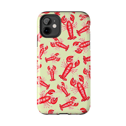 Red Lobster Watercolor Illustrated Tossed Pattern Light Yellow Tough Phone Case | Various Models