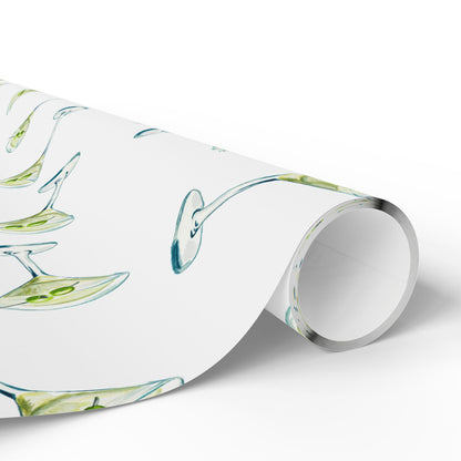 Gift Wrap | Martini Watercolor Illustrated Tossed Pattern | Matte or Glossy