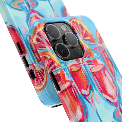 Pink Blood Orange Mimosas Blue Champagne Flute Acrylic Tough Phone Case | Various Models Available