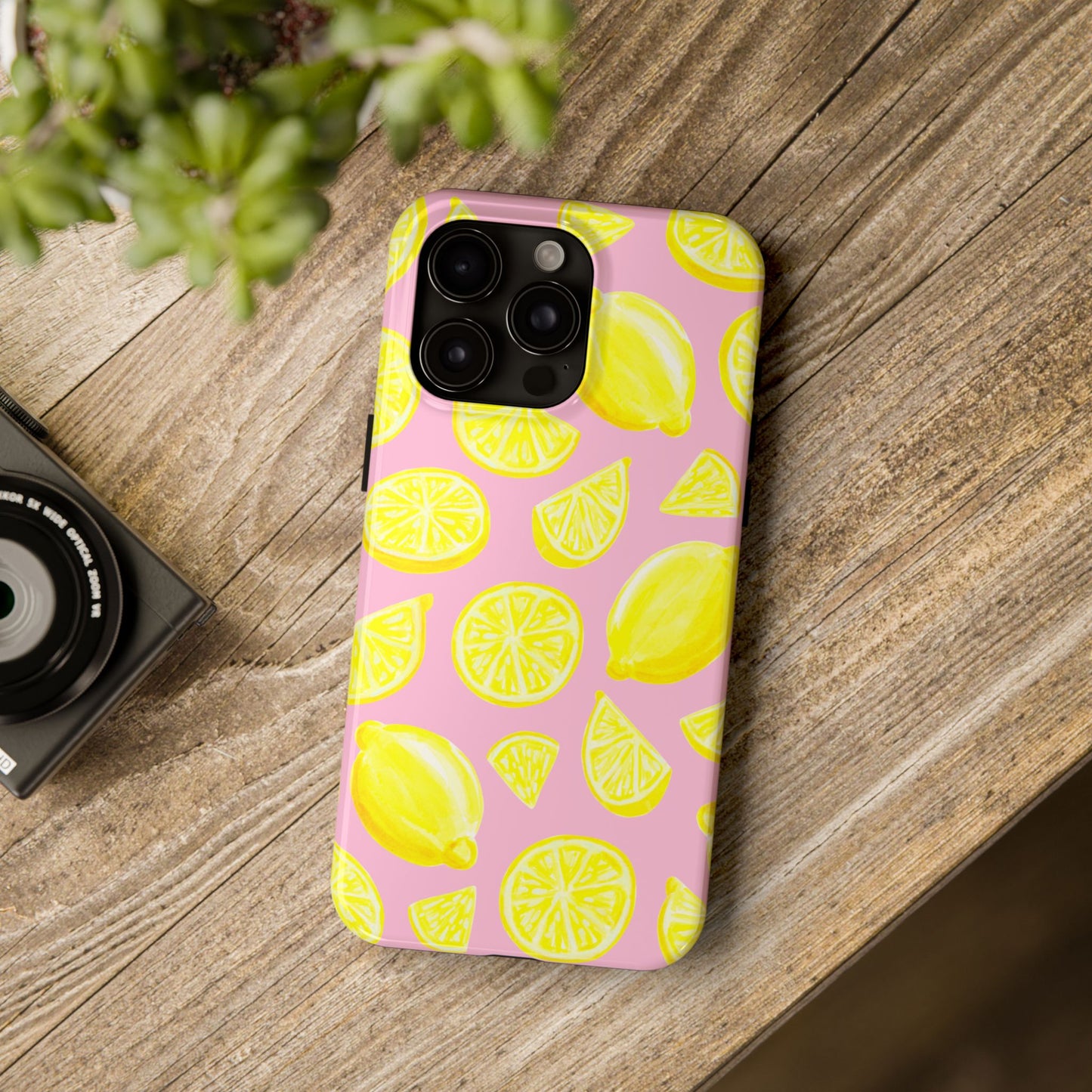 Bright Yellow Lemons Watercolor Illustrated Tossed Pattern Light Pink Tough Phone Case | Various Models