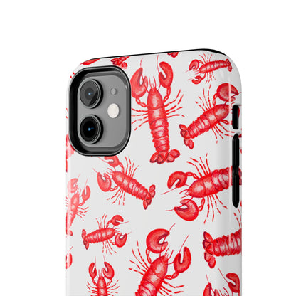 Watercolor Red Lobster Coastal Illustrated Patterned Tough Phone Case | Various Models