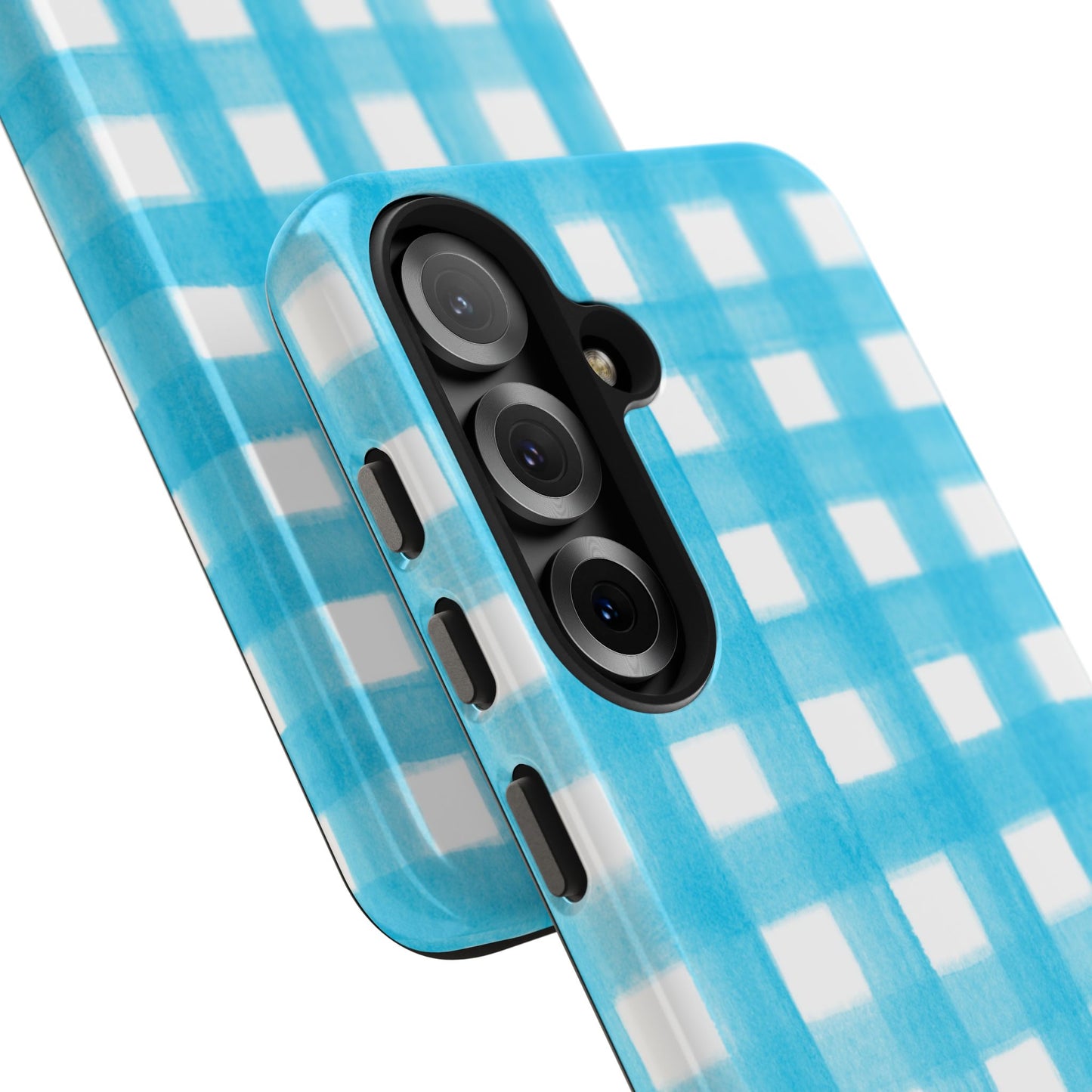 Turquoise Gingham Watercolor Illustrated Tough Phone Case | Various Models Available