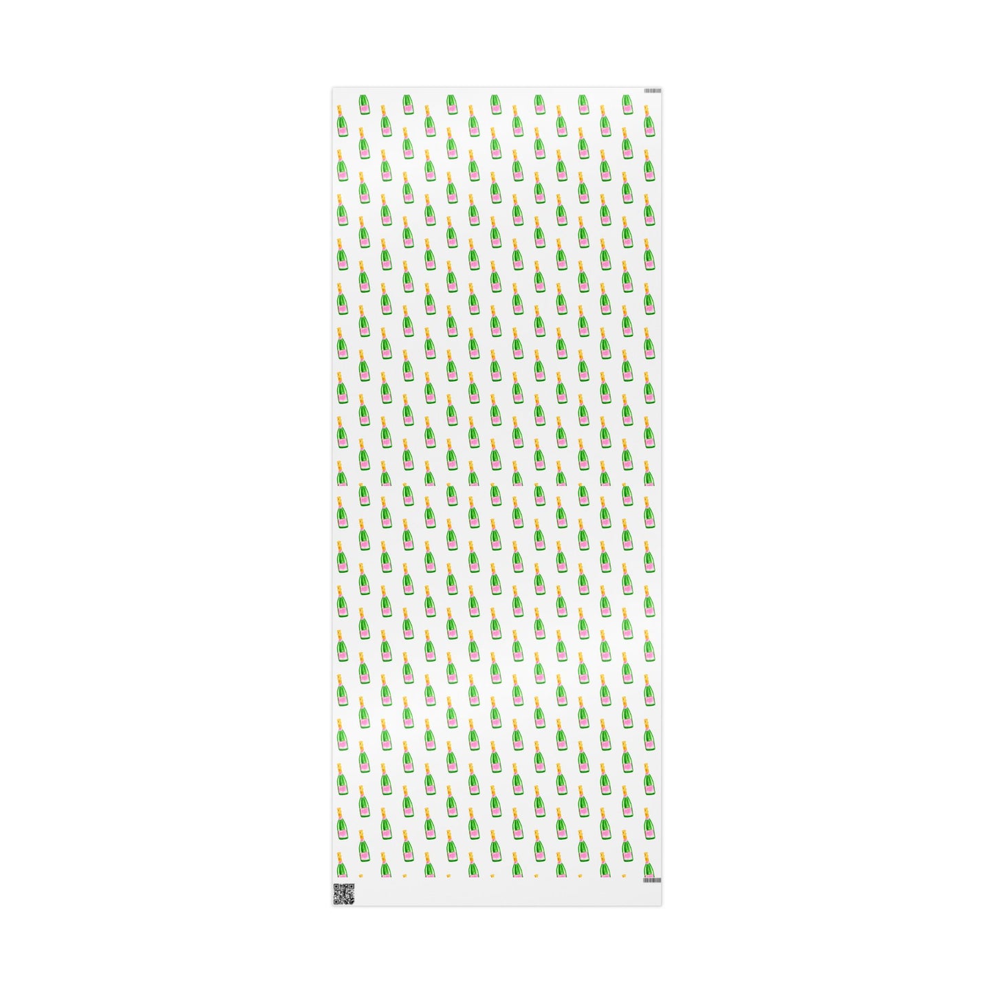 Gift Wrap | White Watercolor Pink & Green Champagne Bottles Pattern | Matte or Glossy 30" x 72" Glossy