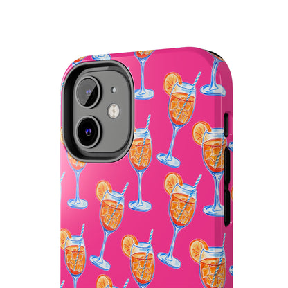 Orange & Blue Aperol Spritz Watercolor Pattern Hot Pink Phone Case | Various Models