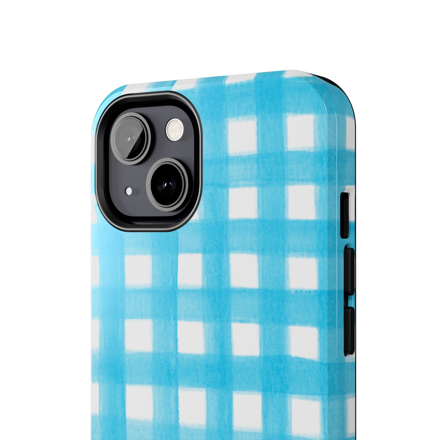 Turquoise Gingham Watercolor Illustrated Tough Phone Case | Various Models Available