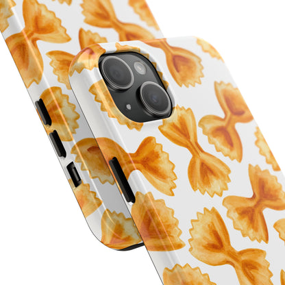 Tossed Farfalle Bow Tie Pasta Watercolor Illustrated White Tough Phone Case | Various Models