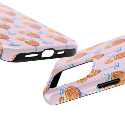 Orange & Blue Aperol Spritz Watercolor Patterned Blush Pink Tough Phone Case | Various Models