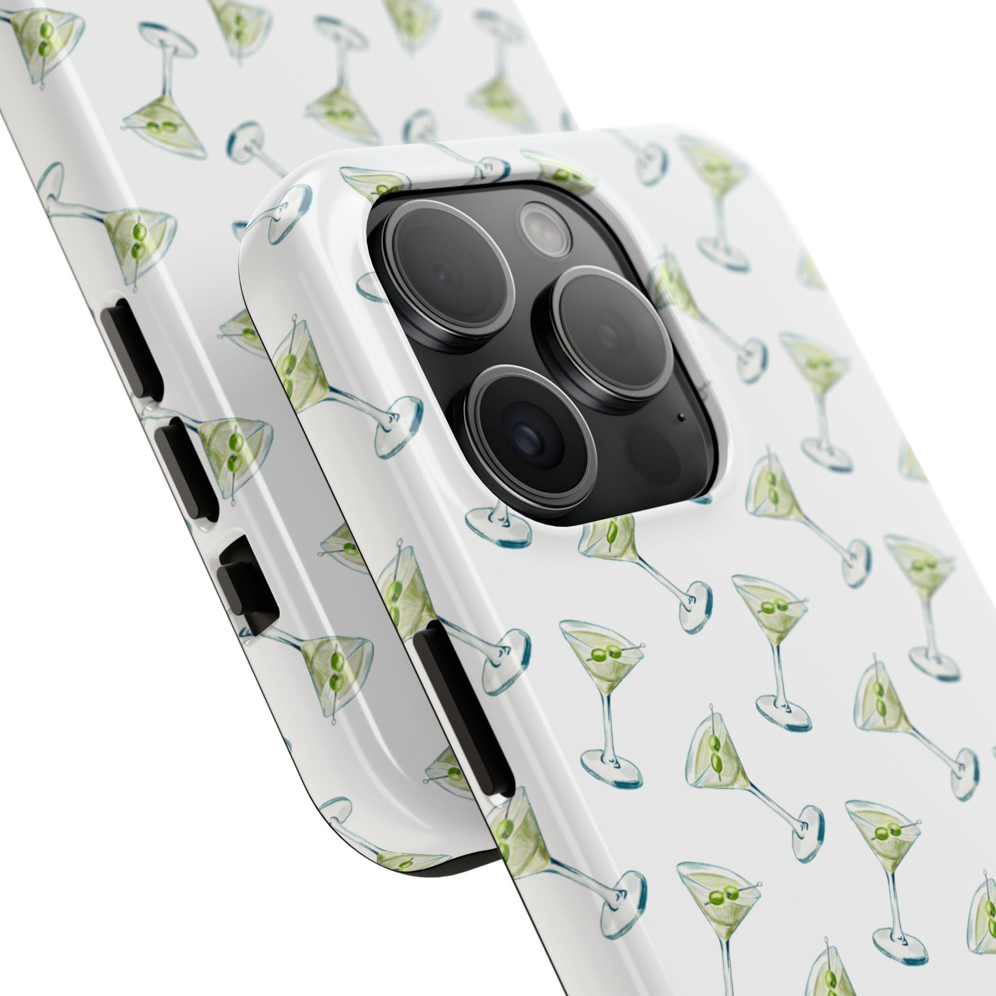 Martini Watercolor Illustrated Tossed Pattern Tough Phone Case | Various Models Available