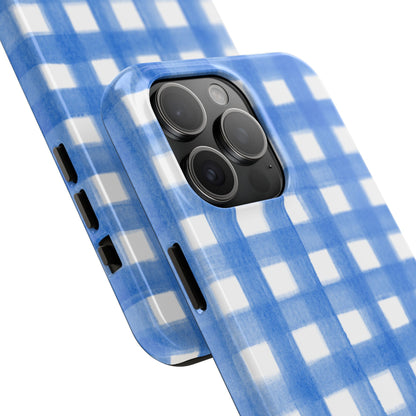 Blue Gingham Watercolor Preppy Tough Phone Case | Various models