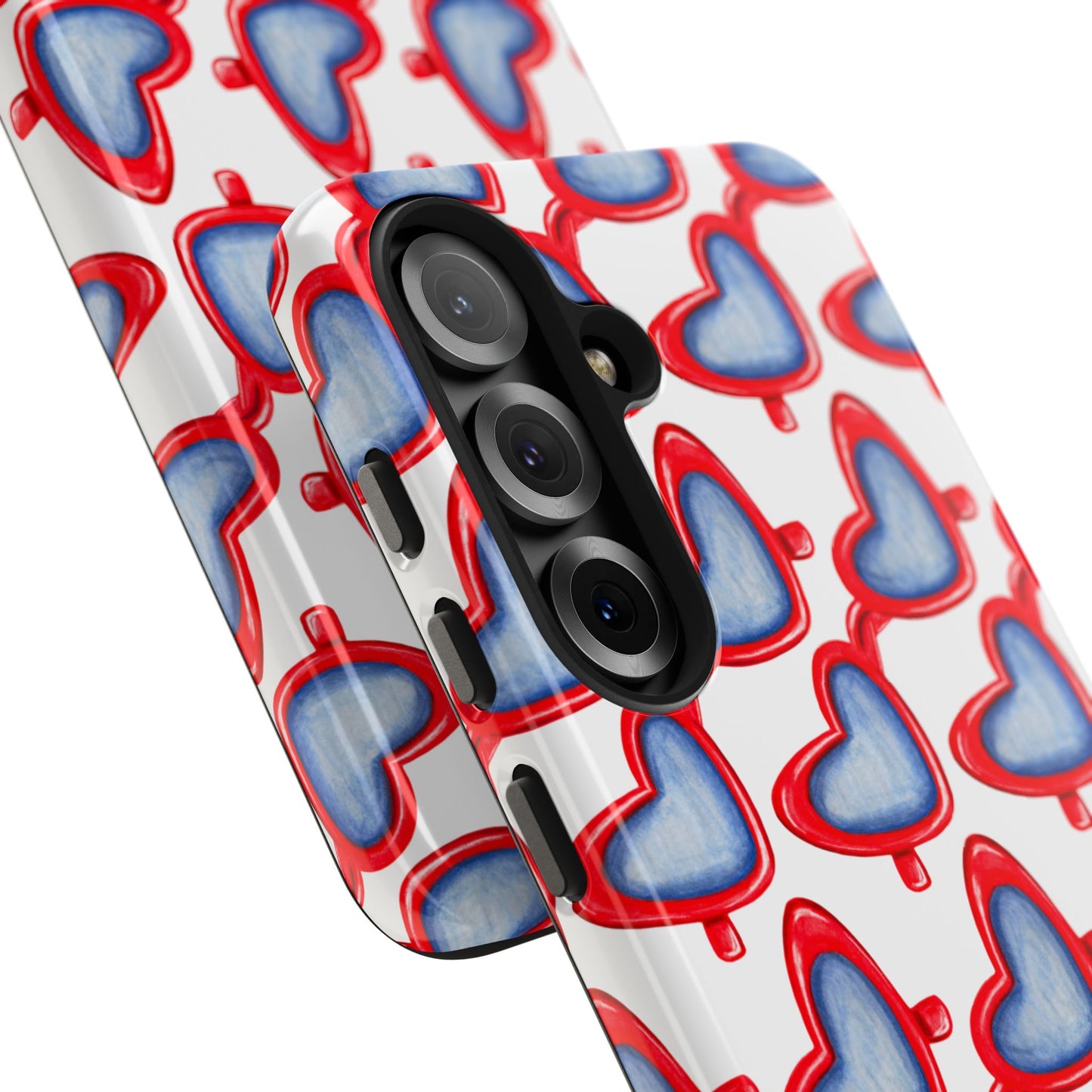 Red Heart Shaped Sunglasses Watercolor Illustrated Tough Phone Case | Various Models