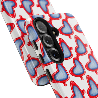 Red Heart Shaped Sunglasses Watercolor Illustrated Tough Phone Case | Various Models