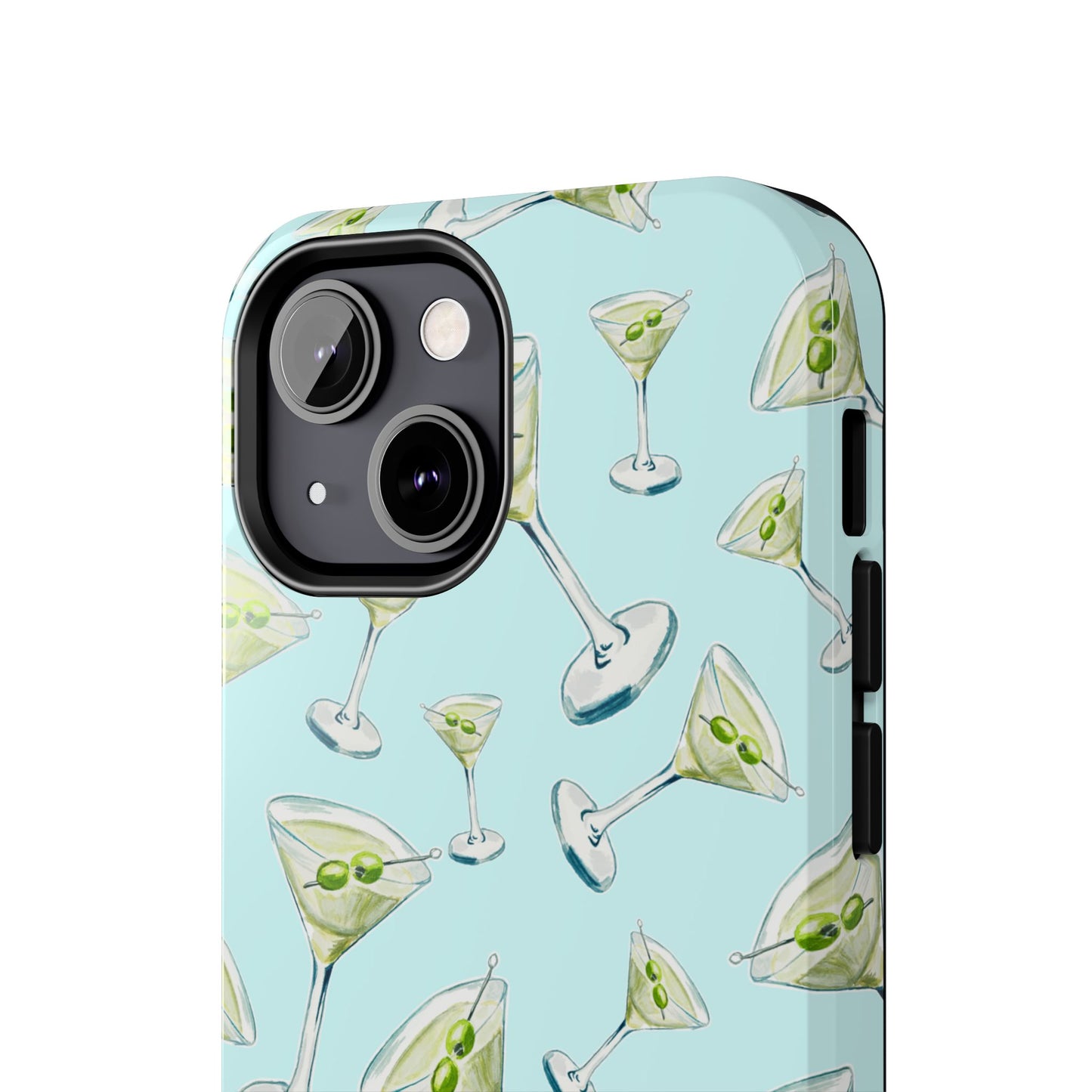 Watercolor Blue and Green Martinis Tossed Illustrated Pattern Turquoise Blue Tough Phone Case | Various Models