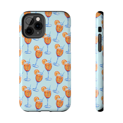 Orange & Blue Aperol Spritz Watercolor Pattern Turquoise Phone Case | Various Models iPhone 11 Pro